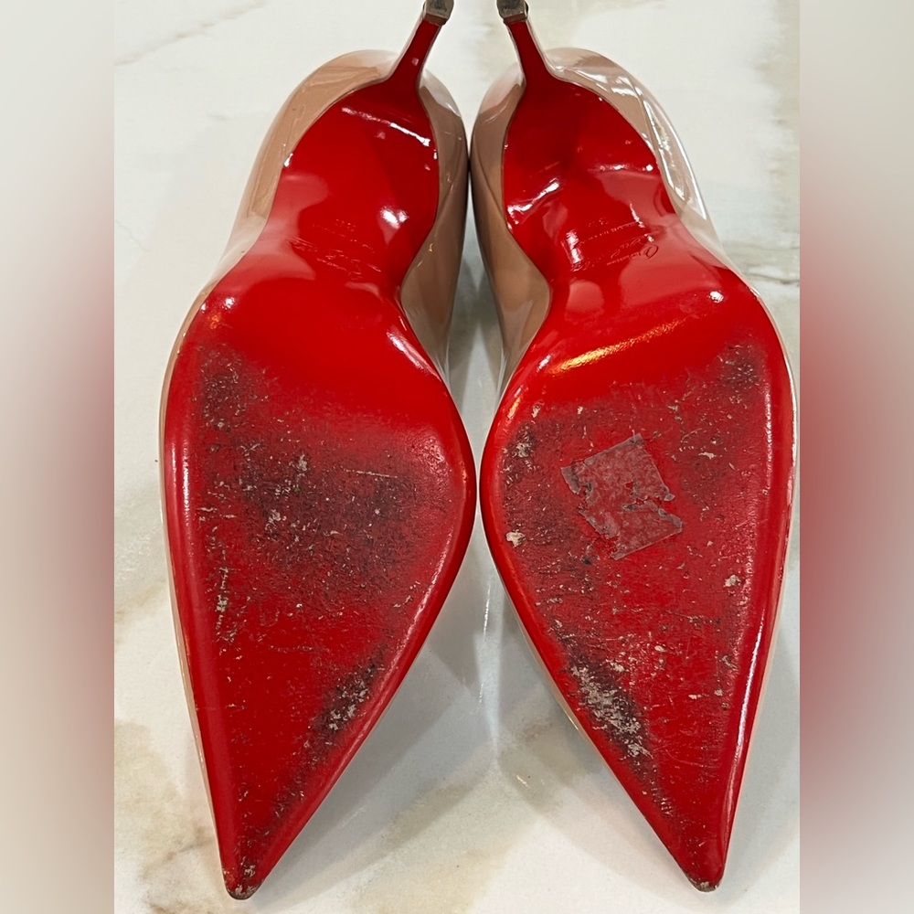 Christian Louboutin Decollete 554 100 Patent Leather Nude Pumps Size 39 EU - Picture 5 of 16